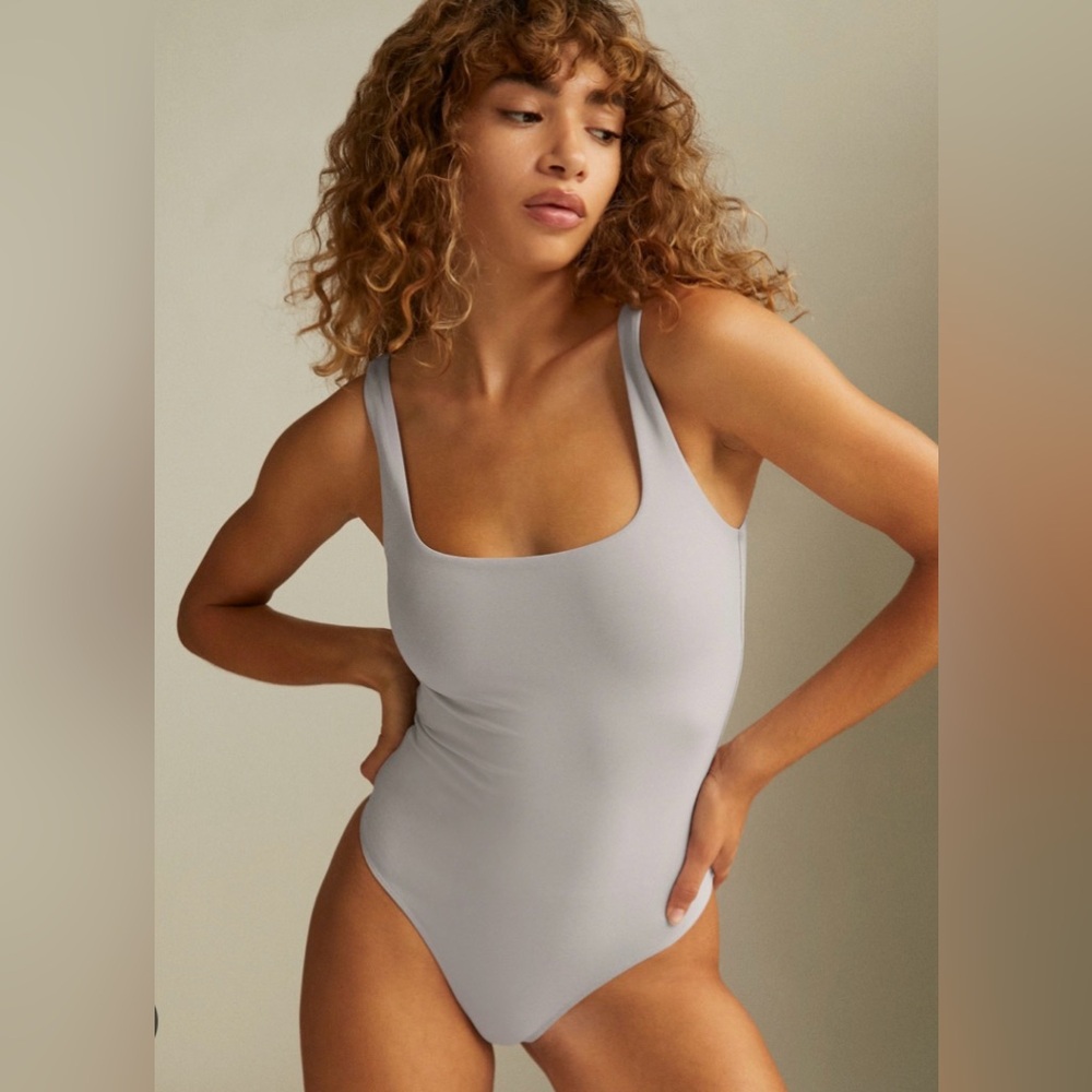 RAYN Light Grey Square Neck Bodysuit XS NWT Minimalist Tank